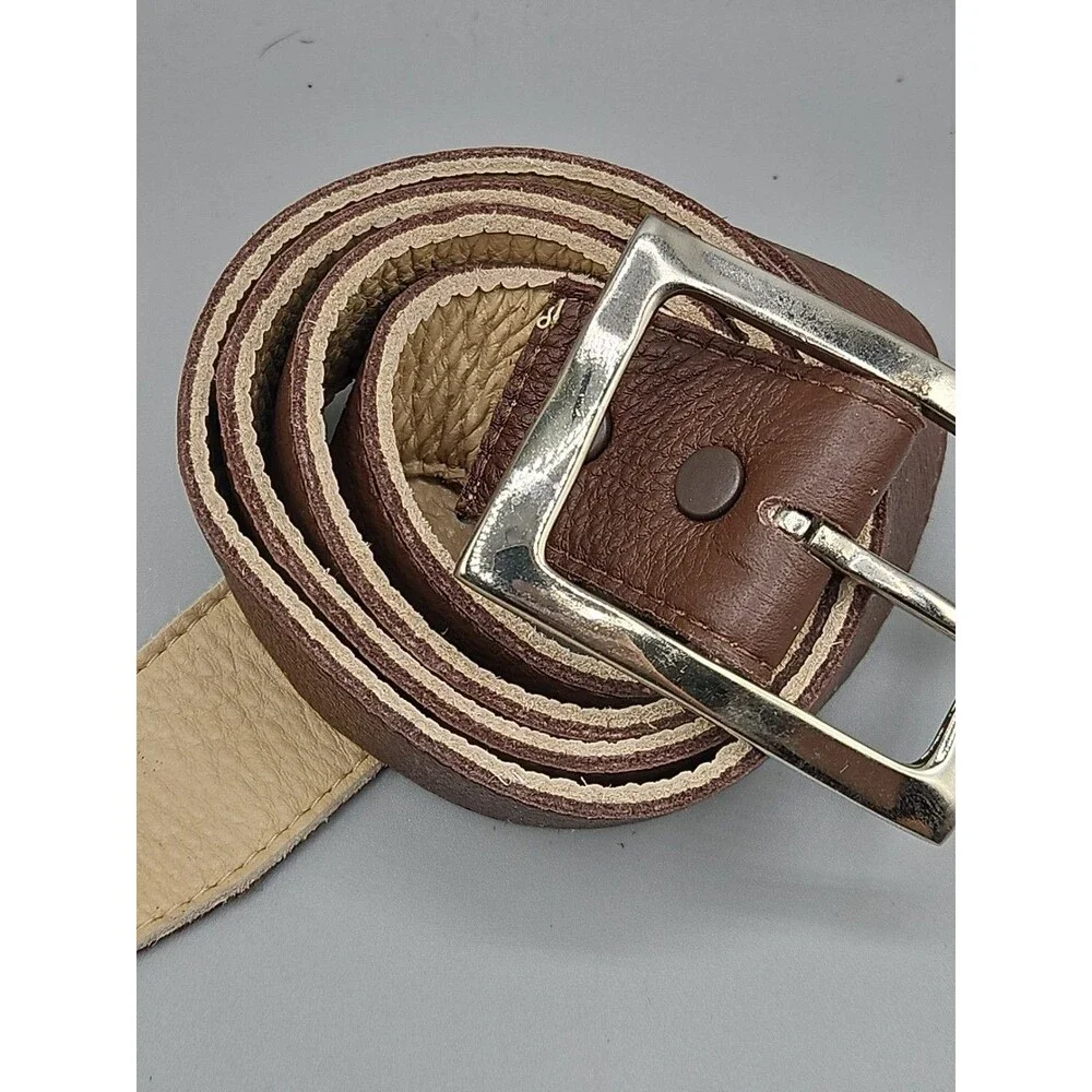Crescent Reversible Brown Tan Soft Leather Belt Size 40 Hand Made In USA 1.5